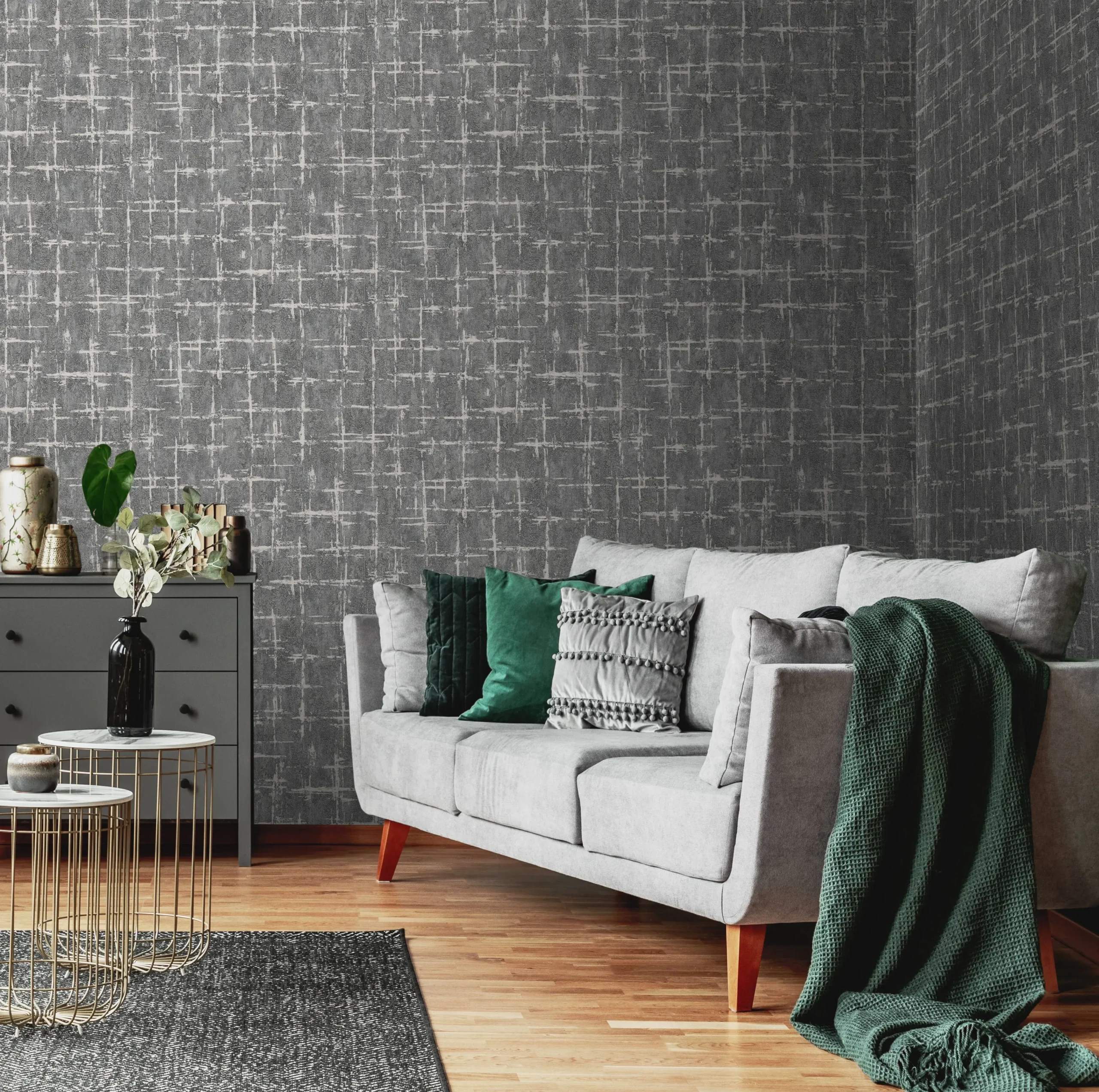 Gray Embossed Wallpaper – 3D Geometric (7813-6)